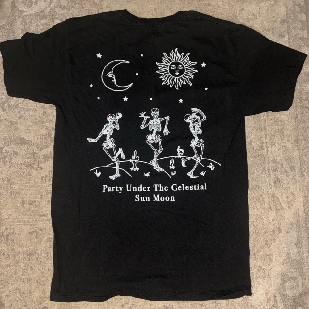 Black Graphic Tee with Skeleton Design